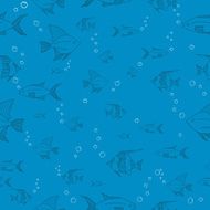Seamless blue fish pattern vector illustration N2