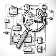 Printed circuit board hand drawn N2