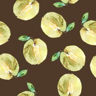 Apples seamless pattern watercolor Handmade Autumn