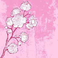 Hand drawn brunch with peony and copy space