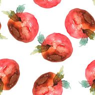 Apples seamless pattern watercolor Handmade Autumn N4