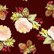 Seamless Christmas pattern Watercolor N5