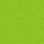 Thin Line Happy New Year Seamless Green Pattern