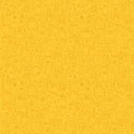 Line Art Happy New Year Seamless Yellow Pattern