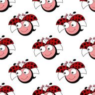Seamless pattern with ladybirds on a white background N2