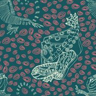 Doodle hand drawn lizard and turtle endless pattern