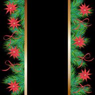 Christmas greeting card with fir twigs flowers and ribbon bow
