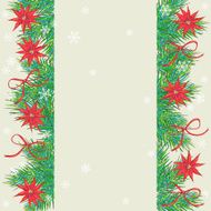 Christmas greeting card with fir twigs flowers and ribbon bow N2