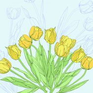 Background with yellow tulips
