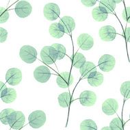 Branches with round leathes Watercolor vector background 2