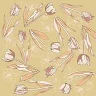Retro background with tulips and amarilis