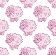 Seamless pattern with pink sheep N2