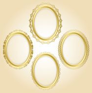 beautiful gold oval decorative frames - vector set