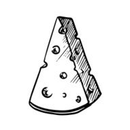 Slice of cheese with holes sketch image