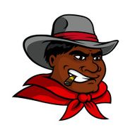 Cartoon cowboy character smoking cigar