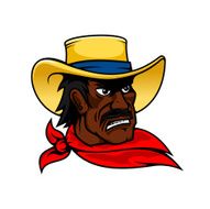 African american cartoon cowboy man in hat
