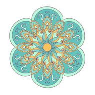 Zentangle stylized color Arabic Indian Mandala Hand drawn vint