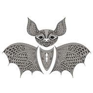 Zentangle black Bat totem for adult anti stress Coloring Page