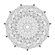 Zentangle stylized elegant round Indian Mandala Hand drawn vint