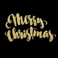 Merry Christmas gold glittering lettering design