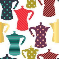 seamless pattern with colorful coffee maker silhouettes N2