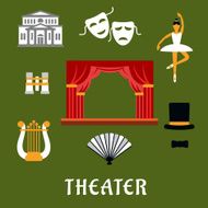 Theater and art flat icons
