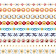 Colorful gemstones seamless horizontal borders set