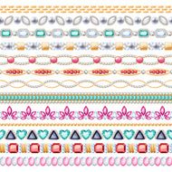 Colorful gemstones seamless horizontal borders set N2