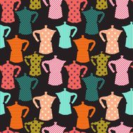 seamless pattern with colorful coffee maker silhouettes N3