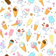 Colorful sweet ice cream icons background