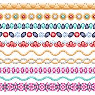 Colorful gemstones seamless horizontal borders set N3