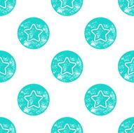 Blue Sea Star Patten on White Background