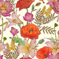 Seamless pattern - assorted flowers