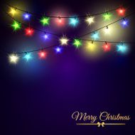 Colourful Glowing Christmas Lights on dark background