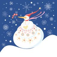 Christmas Greeting Card with snowman N3