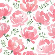 Watercolor Peonies seamless fabric pattern