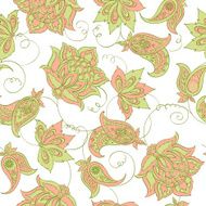 Floral Paisley Pattern Seamless Asian Textile Background N3