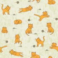 Cute Playng Cats Seamless Pattern Pets Background Vector Illustration N2