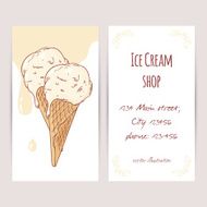 Business card with hand drawn ice cream in waffle cone N2