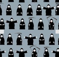 Grim Reaper in black clothes seamless pattern Background of Ma