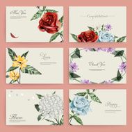 romantic floral cards collection design