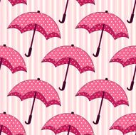 seamless pattern with pink umbrellas on striped background