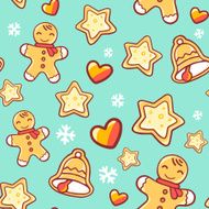 Vector seamless christmas pattern on green background