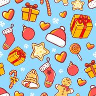 Vector seamless christmas pattern on blue background