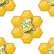 Seamless pattern with bee honeycombs on a white background N2