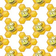 Seamless pattern with bee honeycombs on a white background N3