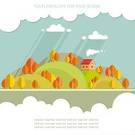 autumn landscape beautiful house on the hill among trees Flat N3