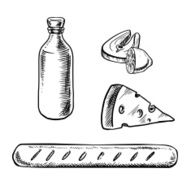French food and drinks sketches