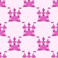 Seamless pattern with pink castles for a princess