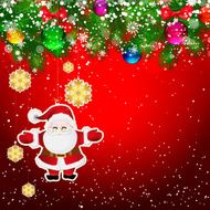 Christmas background with tree branches decorated